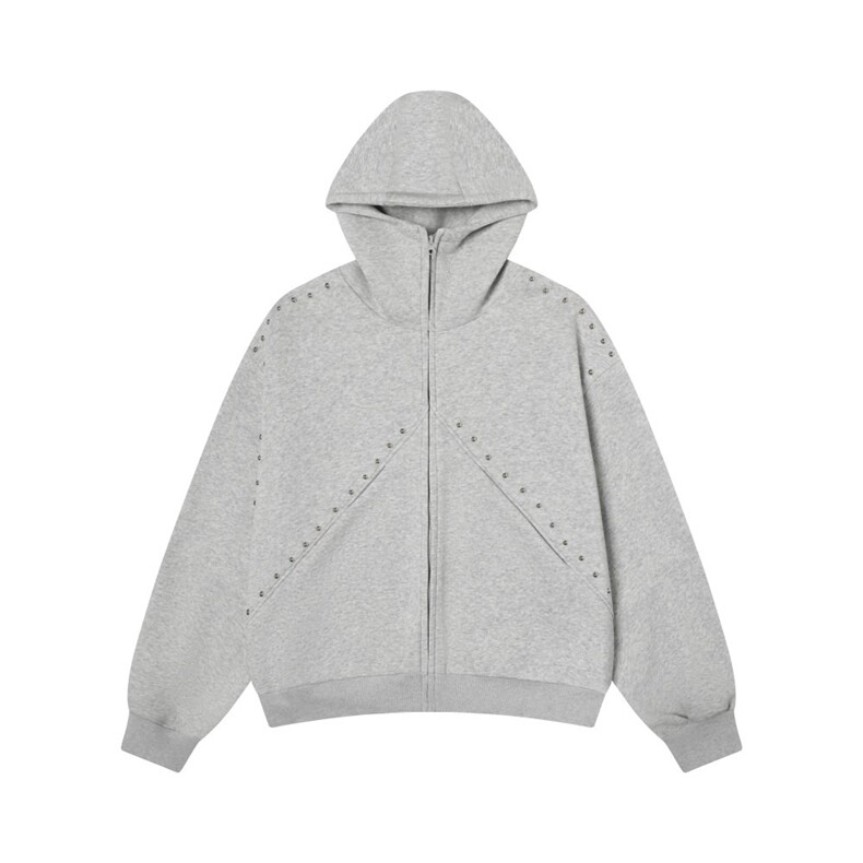 得物品质秋款男女连帽卫衣杜宾犬耳朵铆钉宽松情侣外套WY141P75,女装短外套,星座1013-1