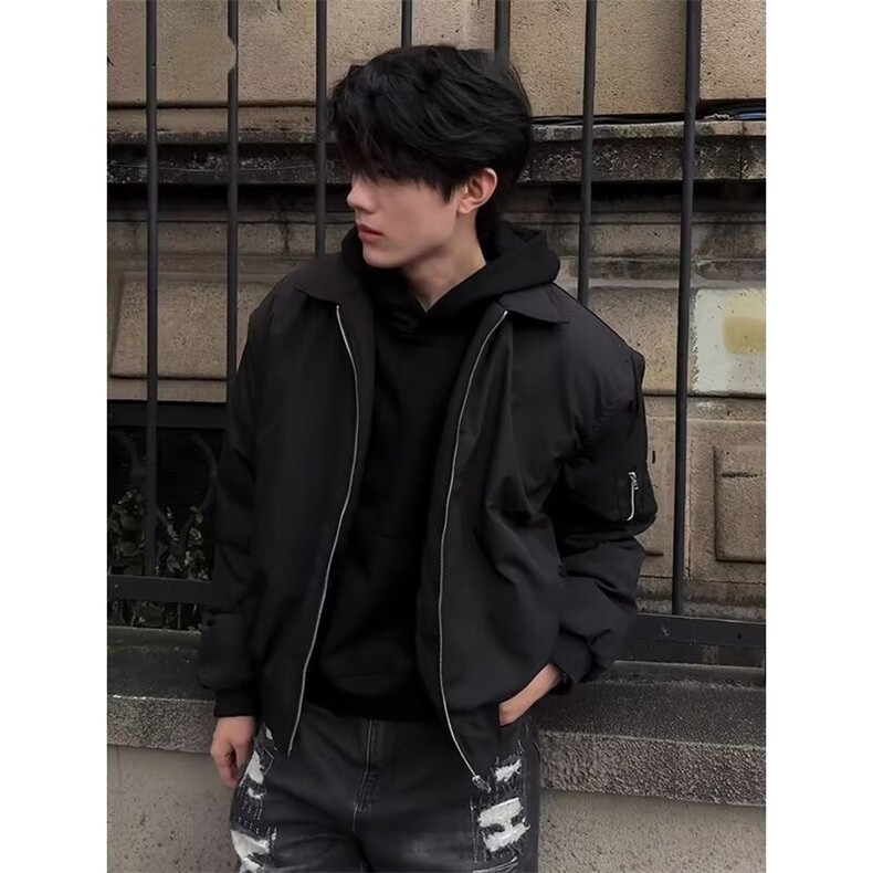 美式bomber飞行夹克男女春秋冬加棉cleanfit外套短款工装棒球服,男装夹克,星座601-1