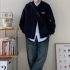 W9316-P65网图现货日系新款潮牌棒球领夹克复古宽松工装外套，男装夹克，星座1608-2