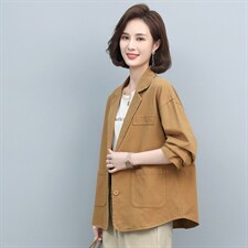 休闲西装早秋中年妈妈减龄洋气时髦宽松短款外套裤子搭配两件图片