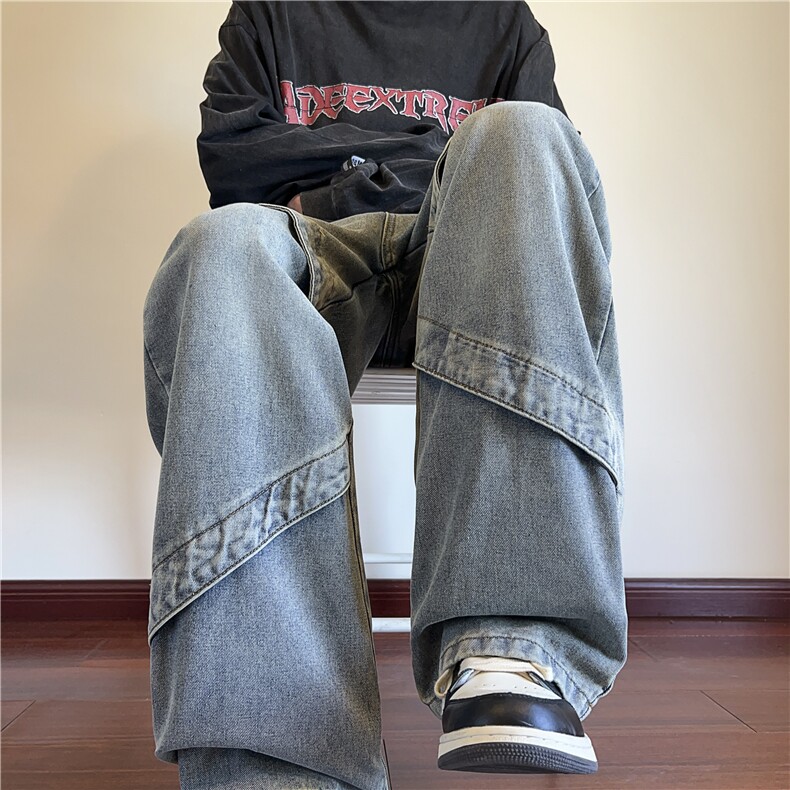 2025秋季新款美式高街复古水洗直筒牛仔裤B315-K24277-p55控78,男装牛仔裤,电商B315