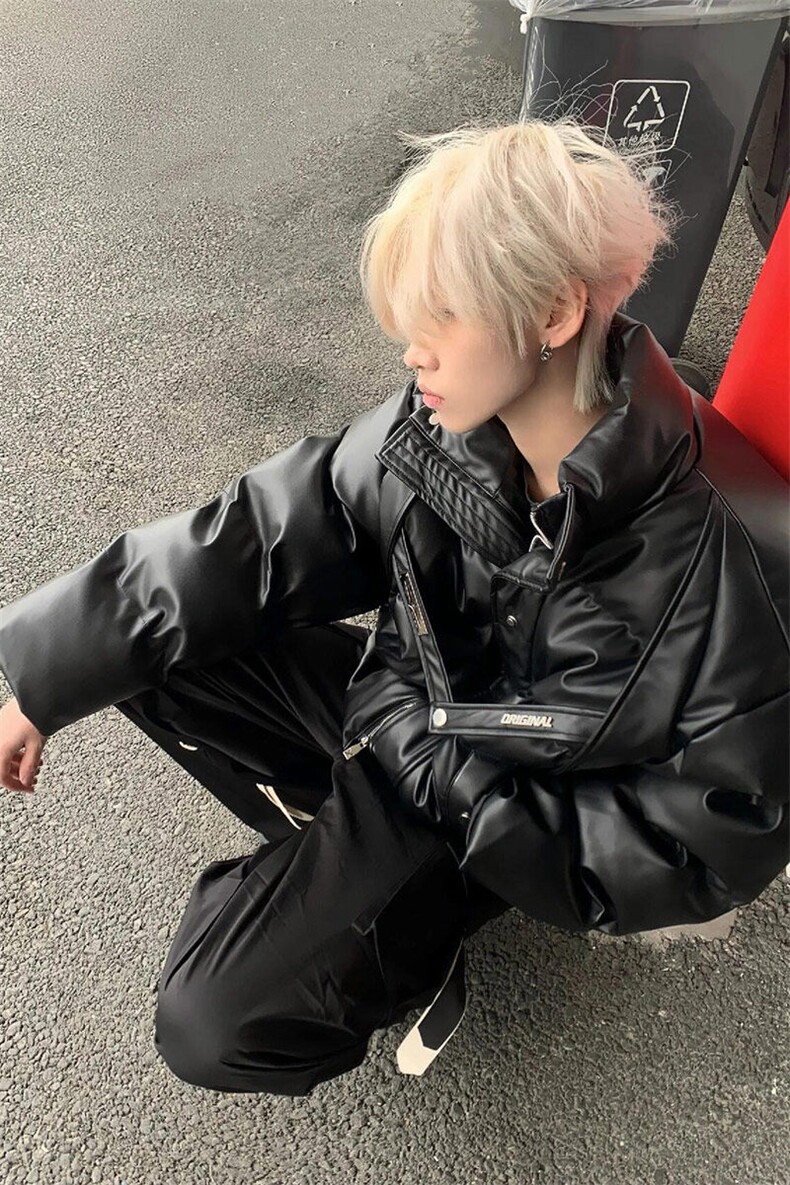 【有货】解构短款PU皮立领棉服外套面包服棉衣MY8080特P112,男装棉衣,星座908-1
