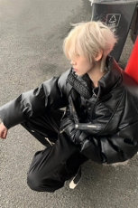 【有货】解构短款PU皮立领棉服外套面包服棉衣MY8080特P112，男装棉衣，星座908-1
