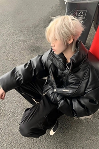 【有货】解构短款PU皮立领棉服外套面包服棉衣 MY8080 特P112图片