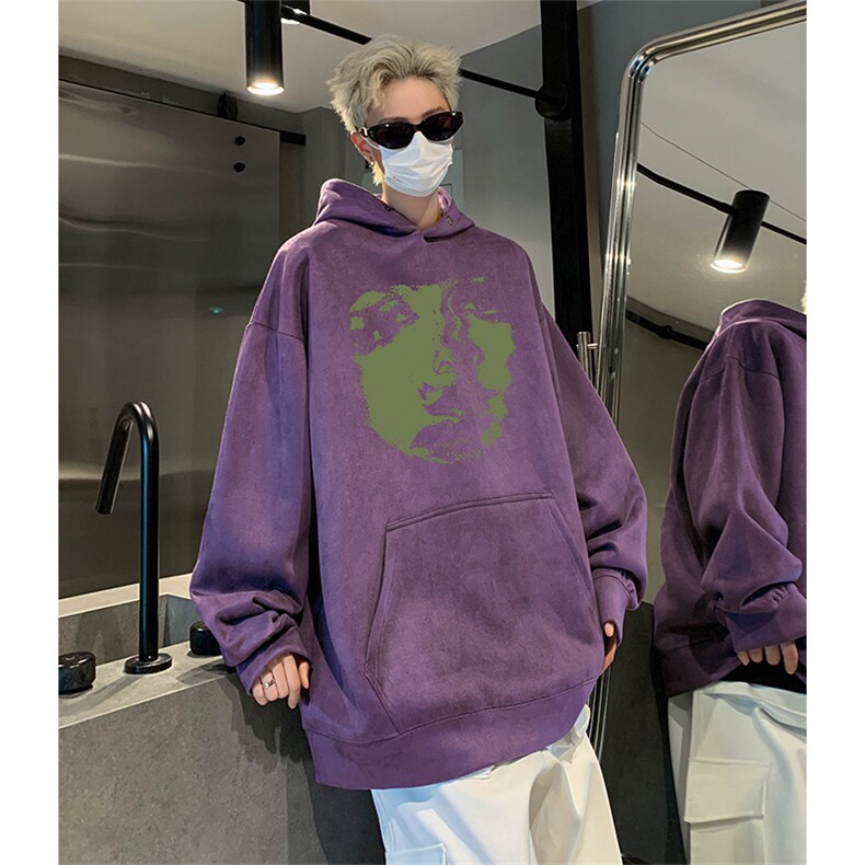 抖音得物供货提供视频秋冬重磅美式麂皮绒连帽卫衣JLM16,男装卫衣,电商A486