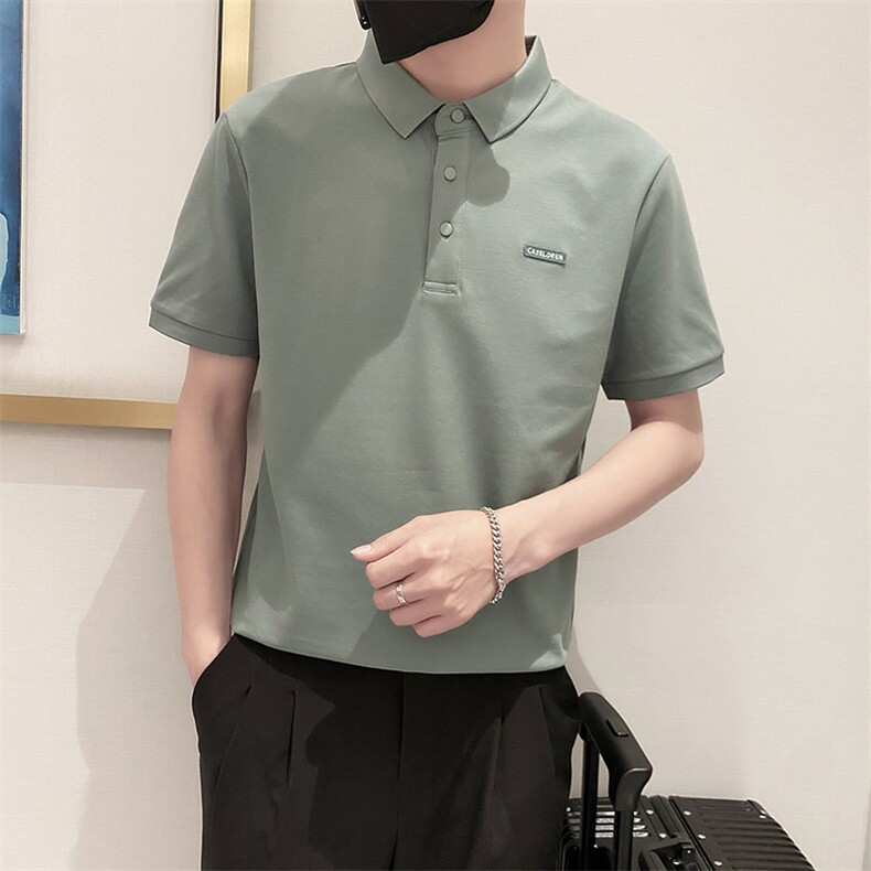 6890-P58控78时尚简约百搭POLO衫男有领短袖T恤2023夏季新款ins绿,男装Polo衫,星座1101-1