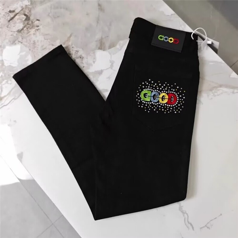 1506-1/G3030/P44秋季新款中腰修身直筒百搭弹力刺绣牛仔裤,男装牛仔裤,星座1506A