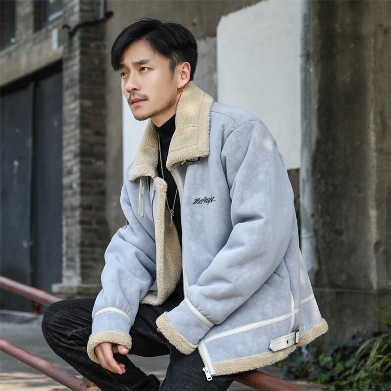 1模特外景冬季皮毛一体男加绒加厚夹克外套Z1929-P260大码M-5XL,男装夹克,电商D308