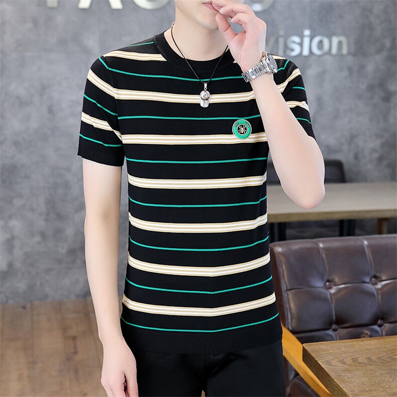 夏季薄款男士圆领短袖t恤时尚休闲2023新款打底衫修身上衣服体恤,男装T恤,电商B212（原钱塘6029）