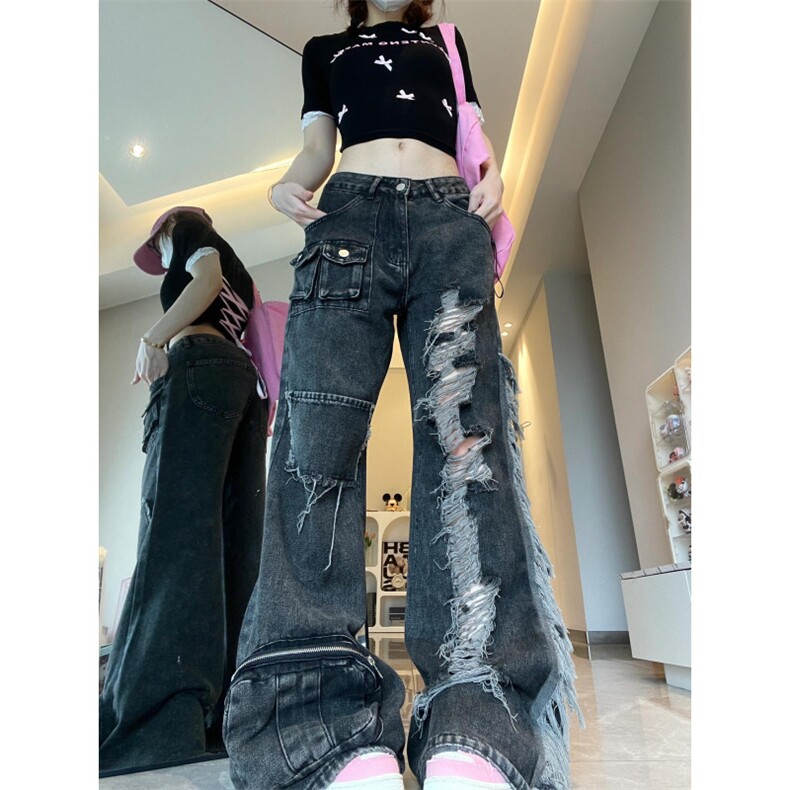 【网图】美式破洞牛仔裤男女款cleanfit工装裤子Y9200CC-特P55,男装牛仔裤,星座1007（原301D）