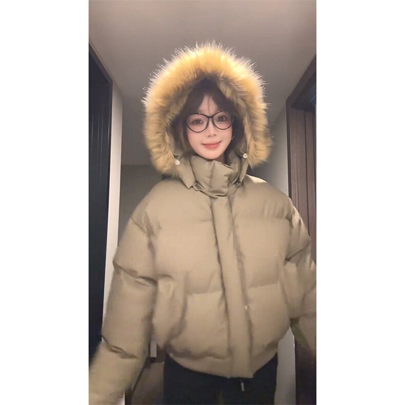 现货三防重磅硬挺boxy短款羽绒棉衣座山雕大毛毛领PU皮棉服外套冬,男装棉衣,电商A443