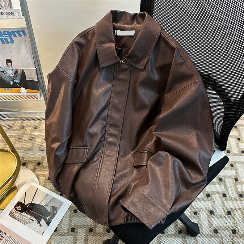 美式翻领皮衣外套复古春秋季男女休闲美拉德机车夹克JK08537-P62,男装夹克,星座308B-1