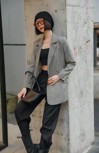 春季新款超火格子西装，女装西装，变色鸟(4F)