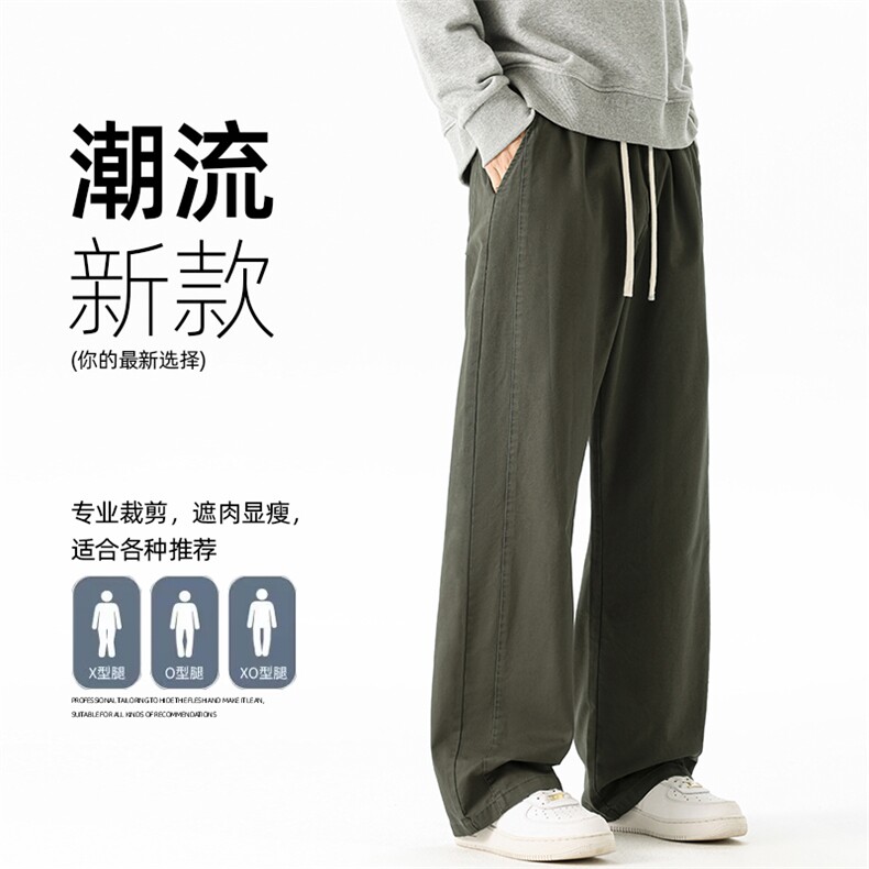 宽松直筒休闲裤男款春季2026新款裤子男士阔腿裤Z9991-P48图片
