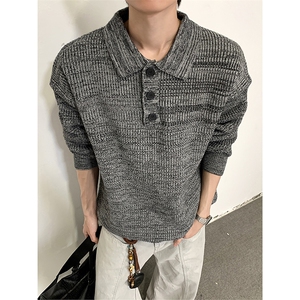 美式复古毛衣男慵懒高级感翻领针织衫秋冬打底衫MY0584-P73图片