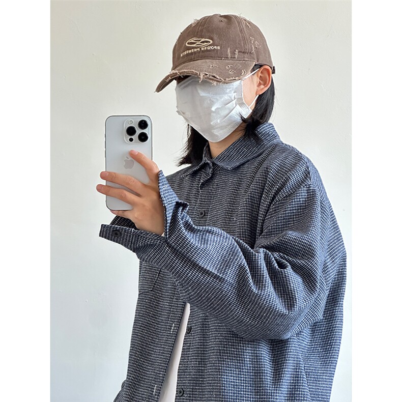 春夏新款千鸟格格子长袖衬衫潮流港风衬衣外套CS264-P45,男装衬衫,星座301C-5