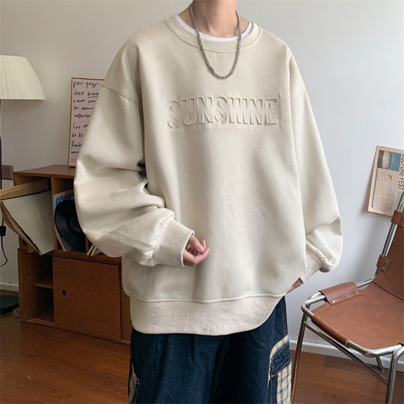 早秋！2024秋冬新款男士麂皮绒圆领卫衣钢印长袖WYJP01特P38控58图片