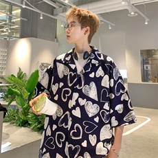 港风宽松版加大大码潮穿到230斤花衬衫短袖衬衣228-11142-P40，男装T恤，星座228-1