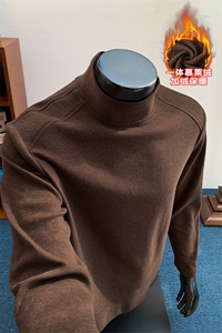 半高领一体慕莱绒350g重磅时尚长袖T恤男T24527J加绒-特P35控68图片