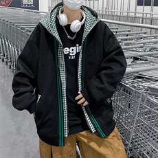 假两件外套男秋冬季韩版潮流格子拼接夹克潮牌休闲上衣JK736-p60，男装夹克，星座1008-1