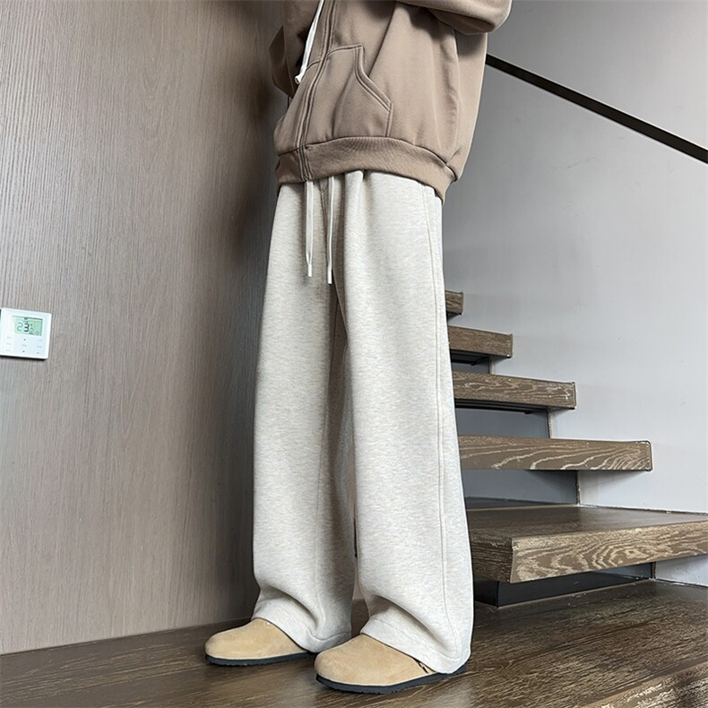 美式ins加绒加厚休闲裤复古直筒垂感阔腿裤24XK66897J特批45,男装卫衣,电商A042