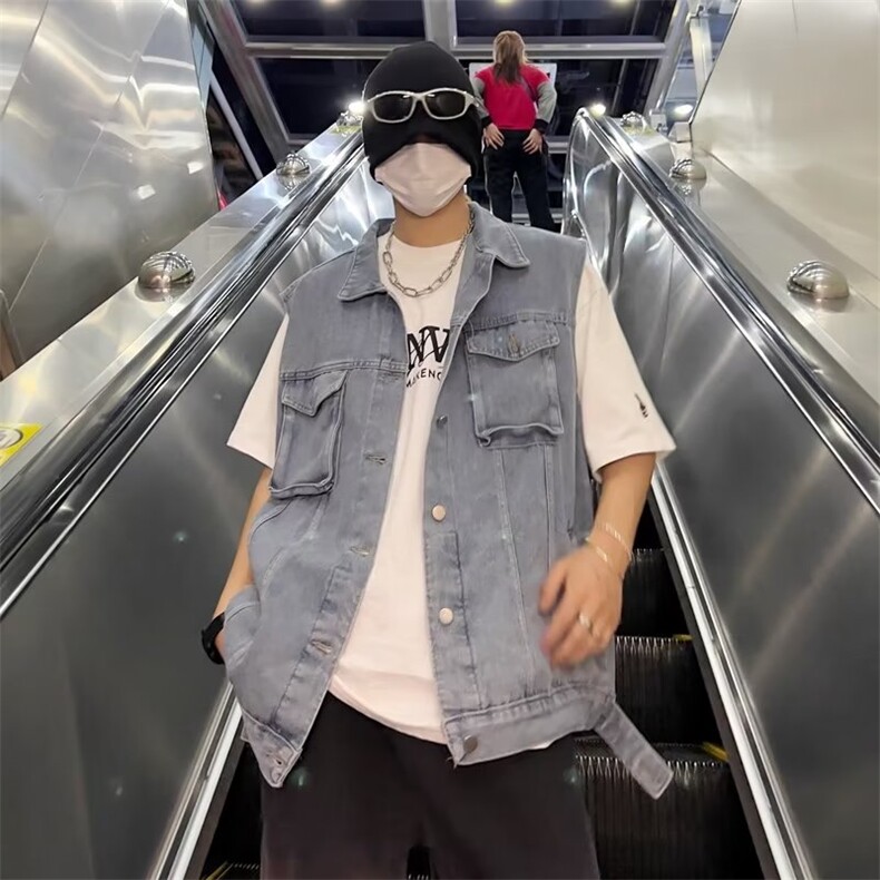 美式高街牛仔马甲男韩版潮无袖2023秋冬新款ins宽松外套W5003-P52,男装背心/马甲,星座412-2