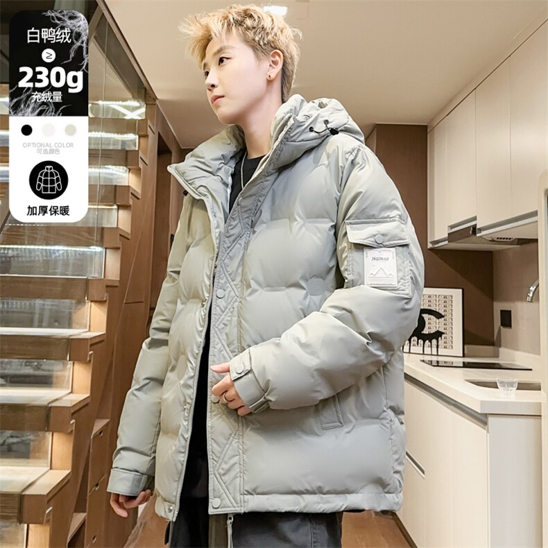 连帽羽绒服男臂章男士加厚冬季羽绒衣外套新款潮A266-88682-P170图片