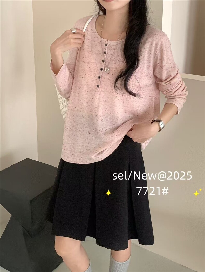 2025简约时尚百搭精仿纽扣上衣,针织衫/毛衣,羿纯羊绒高端店
