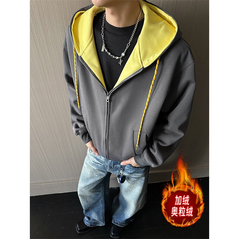 重磅boxy短款500克拉链连帽卫衣开衫加绒奥粒绒RH5601JR-P63,男装卫衣,星座610B-1
