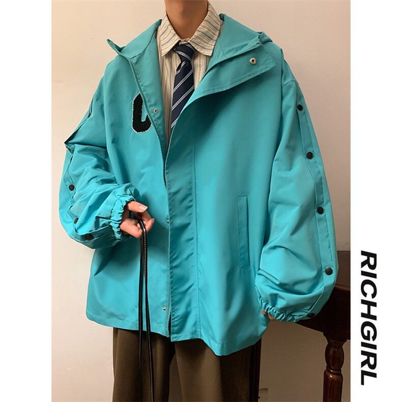 2025新款春季新款港风棒球服翻领冲锋衣排扣夹克男外套JK6028-p78,男装夹克,星座207