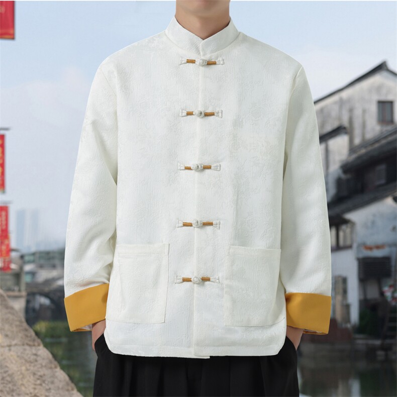 男士外套浮雕梅花夹克盘扣立领唐装风XZ1512-2504单夹克-P80,男装夹克,星座1512