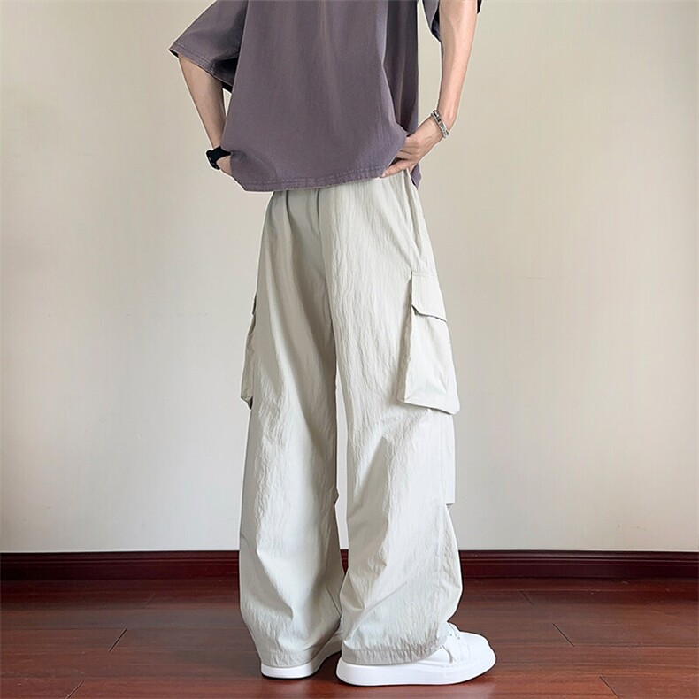 春夏冰丝拼接工装伞兵褶长裤红地板XZ604-K203-特P35控68,男装工装外套,星座604