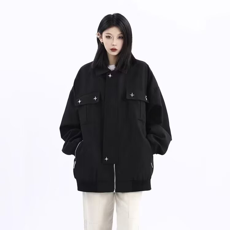 1506-1/JAA031/P51男士黑色工装牛仔外套男2026年春秋季新款百搭,男装工装外套,星座1506-1