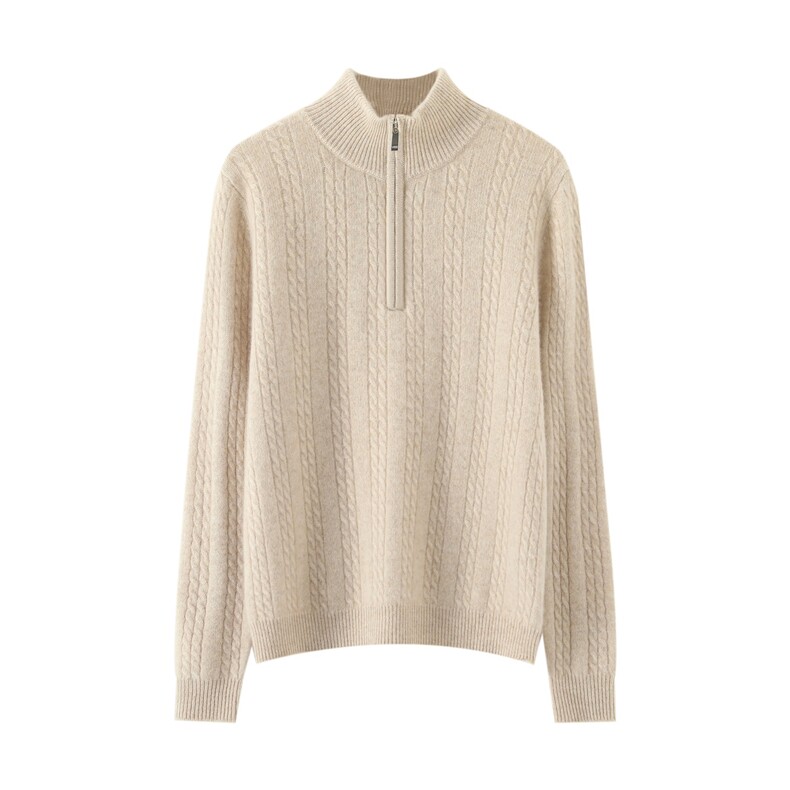 2025时尚百搭双扭花拉链半开领羊绒衫，女装羊绒衫，巾兮羊绒