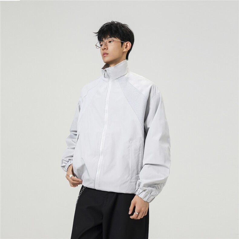 美式罗纹拼接袖子褶皱大码M-5XL教练夹克男JK78056P69控105,男装夹克,星座226-1