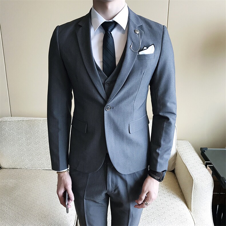 纯色西装三件套男装西服套装商务绅士礼服W7012,男装西服套装,星座1012