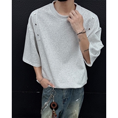夏季美式宽松高街设计感短袖T恤潮XZ808B-WH062-P50，男装T恤，星座808B