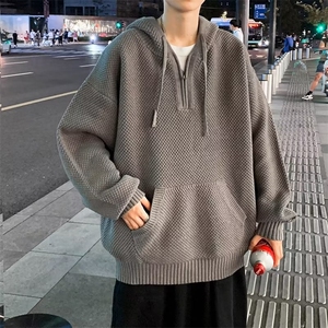 欧美高街华夫格连帽卫衣男女春秋潮复古痞帅休闲外套MZ277-P55图片