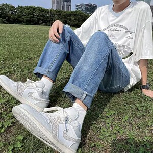 牛仔裤男夏季潮大码休闲裤子高街设计N321P38图片