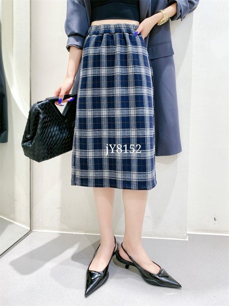格子半身裙三色M一XXL，女装半身裙，简 影