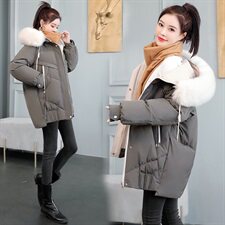 羽绒棉服女冬2022新款韩版宽松时尚休闲加厚中长款连帽大毛领棉衣图片