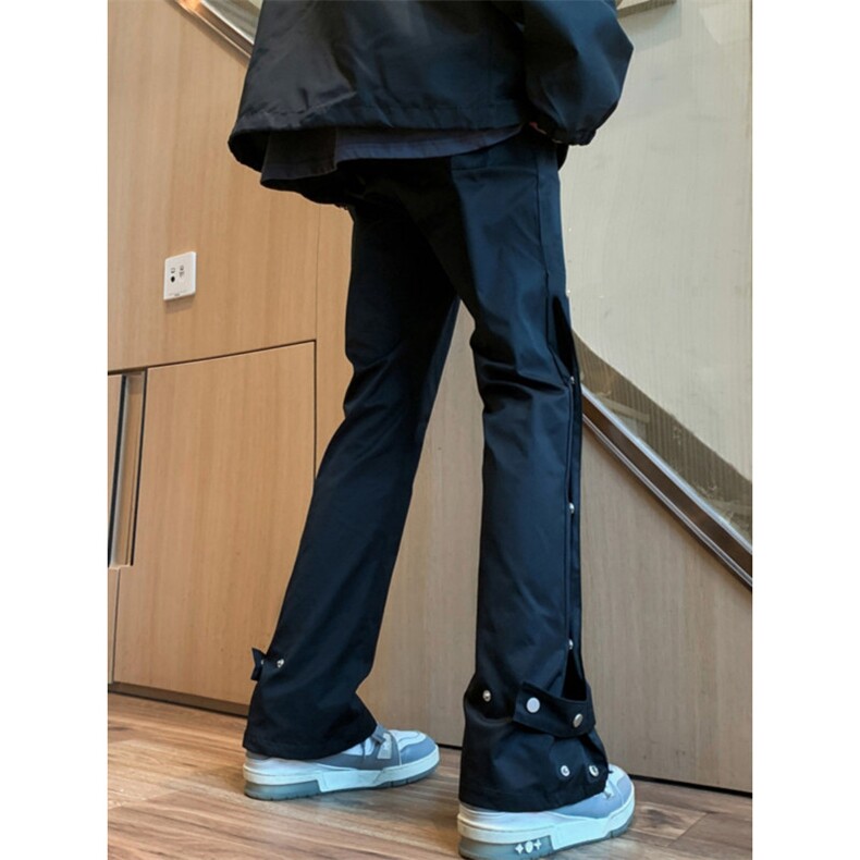 1506/QA8540/P29设计感排扣跳舞休闲宽松户外机能微喇冲锋裤,男装休闲裤,星座1506