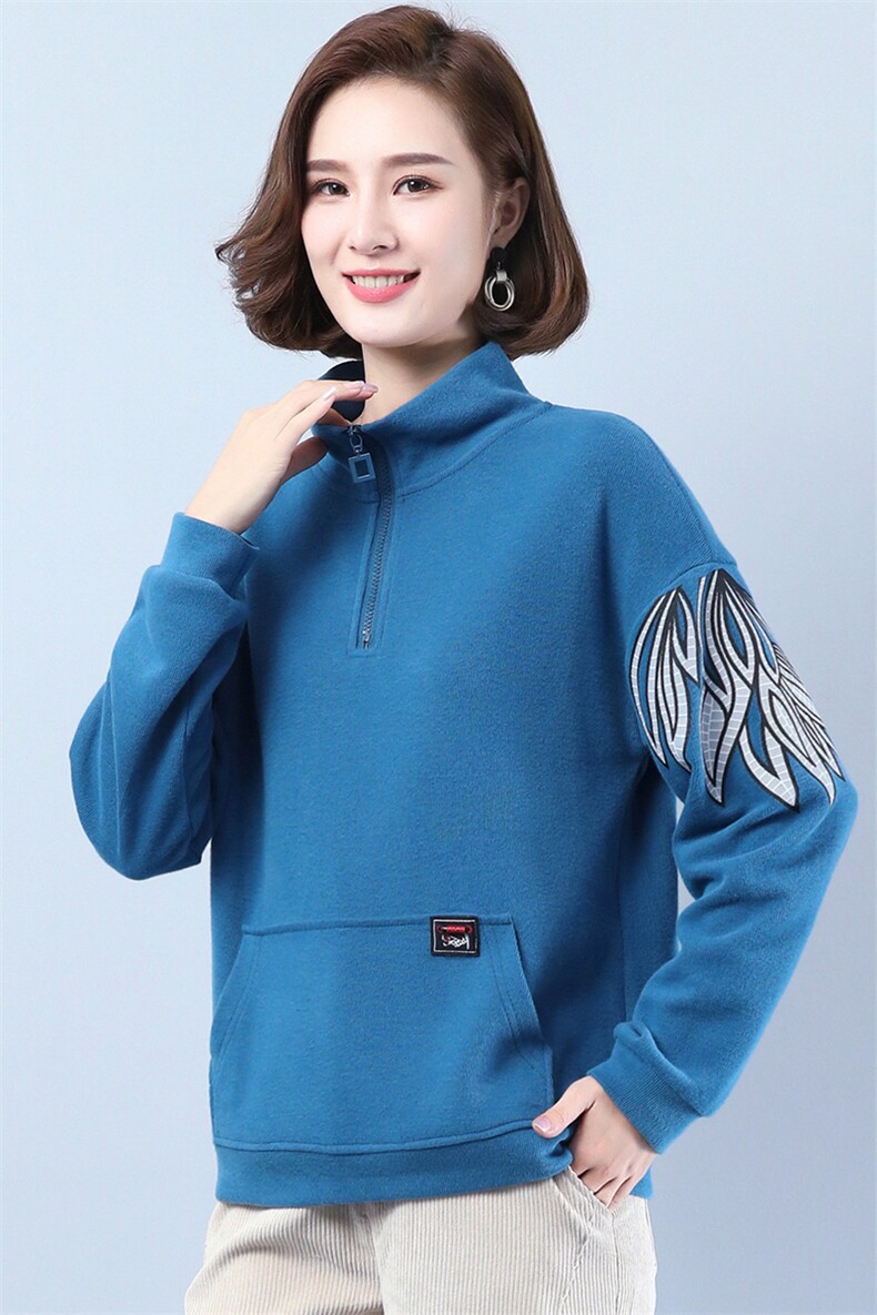 2022新款时尚立领卫衣女宽松显瘦长袖上衣，女装T恤，丽影随形