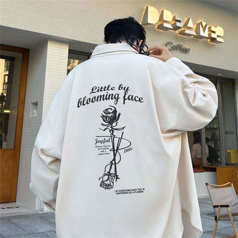 电商DSA028-MCS23W07100棉P42新款水洗纯棉印花长袖衬衫男,男装衬衫,电商A028