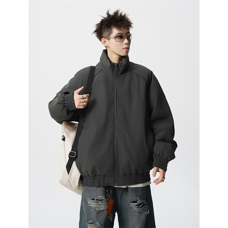 现货美式高街休闲夹克冬季三防立领纯色户外工装加厚棉服外套,男装夹克,电商A486