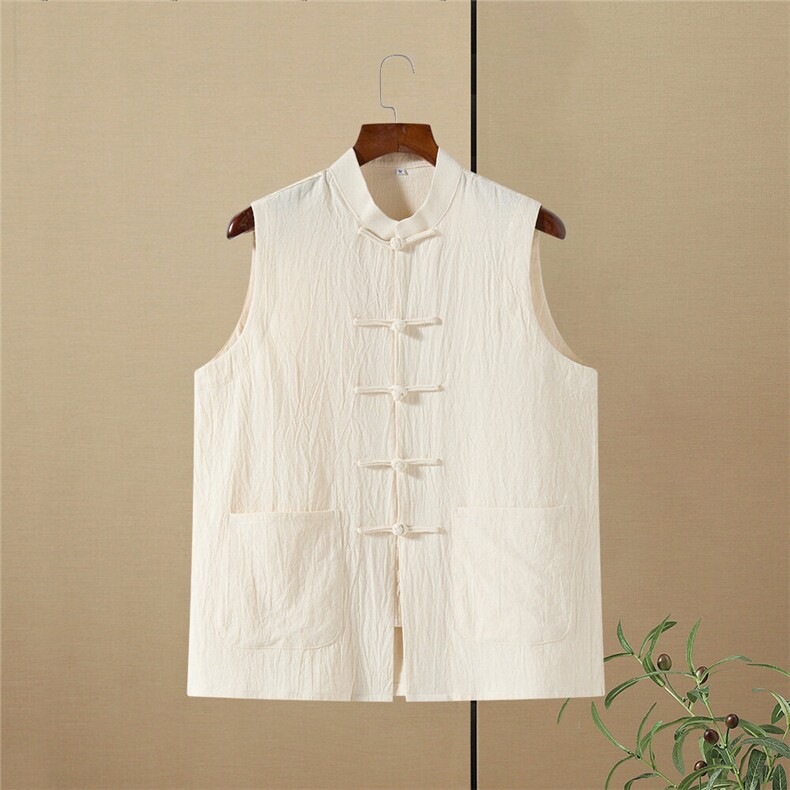 夏季风棉麻背心盘扣中式复古透气无袖马甲MK20-P35，男装背心/马甲，星座217-5
