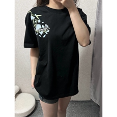 万针全刺绣解构设计260克重磅双纱纯棉高品质美式高街短袖T恤特35，男装T恤，电商A486
