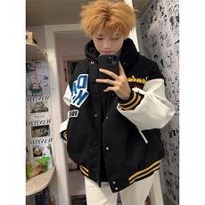 字母刺绣棒球服男春秋夹棉毛巾绣棒球服痞帅休闲夹克外套J761，男装夹克，星座1116A（原606A-3）