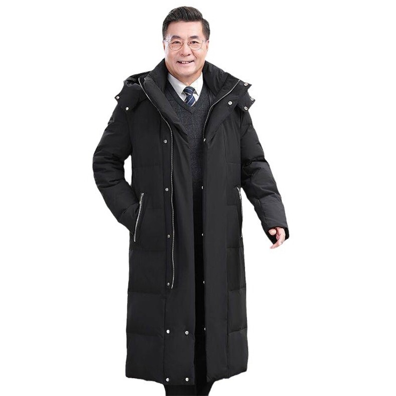 冬装长款过膝加厚中老年白鸭绒羽绒服男爸爸装6577-p130带毛领+10,男装羽绒服,星座1210A