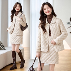 香莘料2025年冬装新款韩版气质两件套棉衣棉服套装8023，女装棉衣/棉服，香莘料